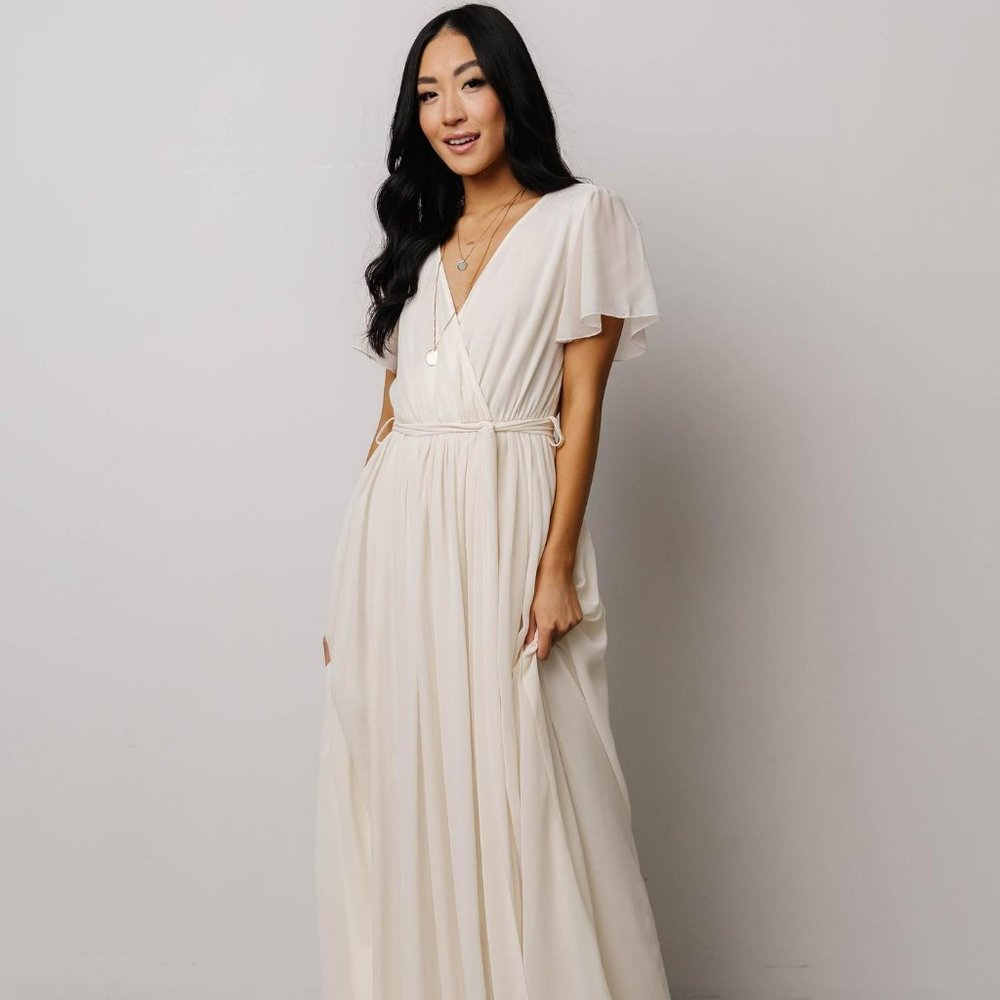NWT Baltic Born Kristina Maxi Dress Ivory Faux Wrap Women's Size S